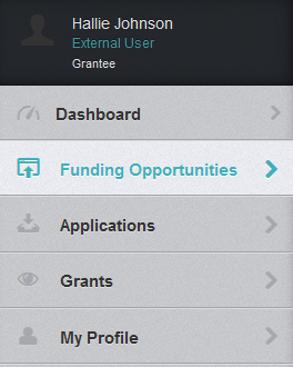 WebGrants Main Menu options