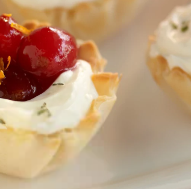 Phyllo and cranberry cream cheese bites