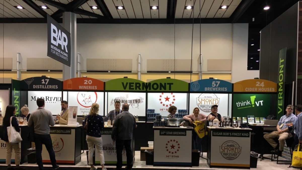 Vermont beverage companies' booths at the Bar & Restaurant Expo