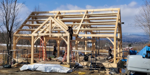 A barn under construction