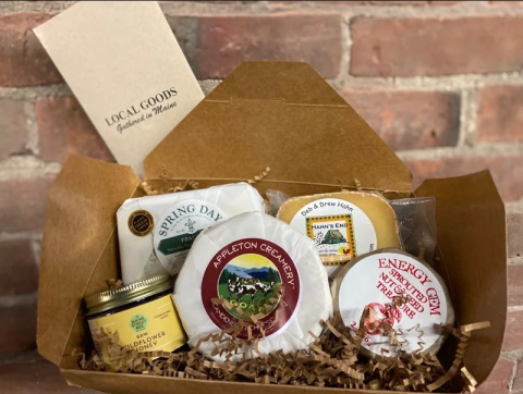 box with assorted Maine cheeses