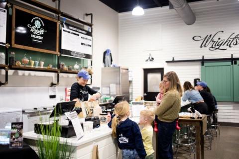 Ice cream counter at The Wright Scoop